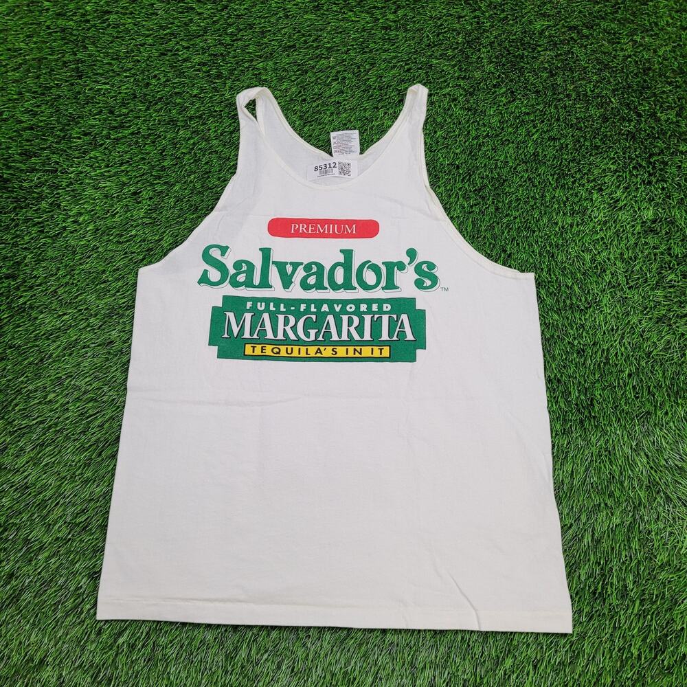 Vintage 90s Salvadors Margarita Tequila Tank-Top Large 21x29 White